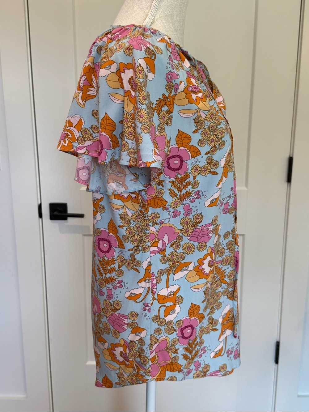 Boutique Floral Flutter Sleeve Blouse Top Retro Boho Cottagecore Size Small - Picture 3 of 9